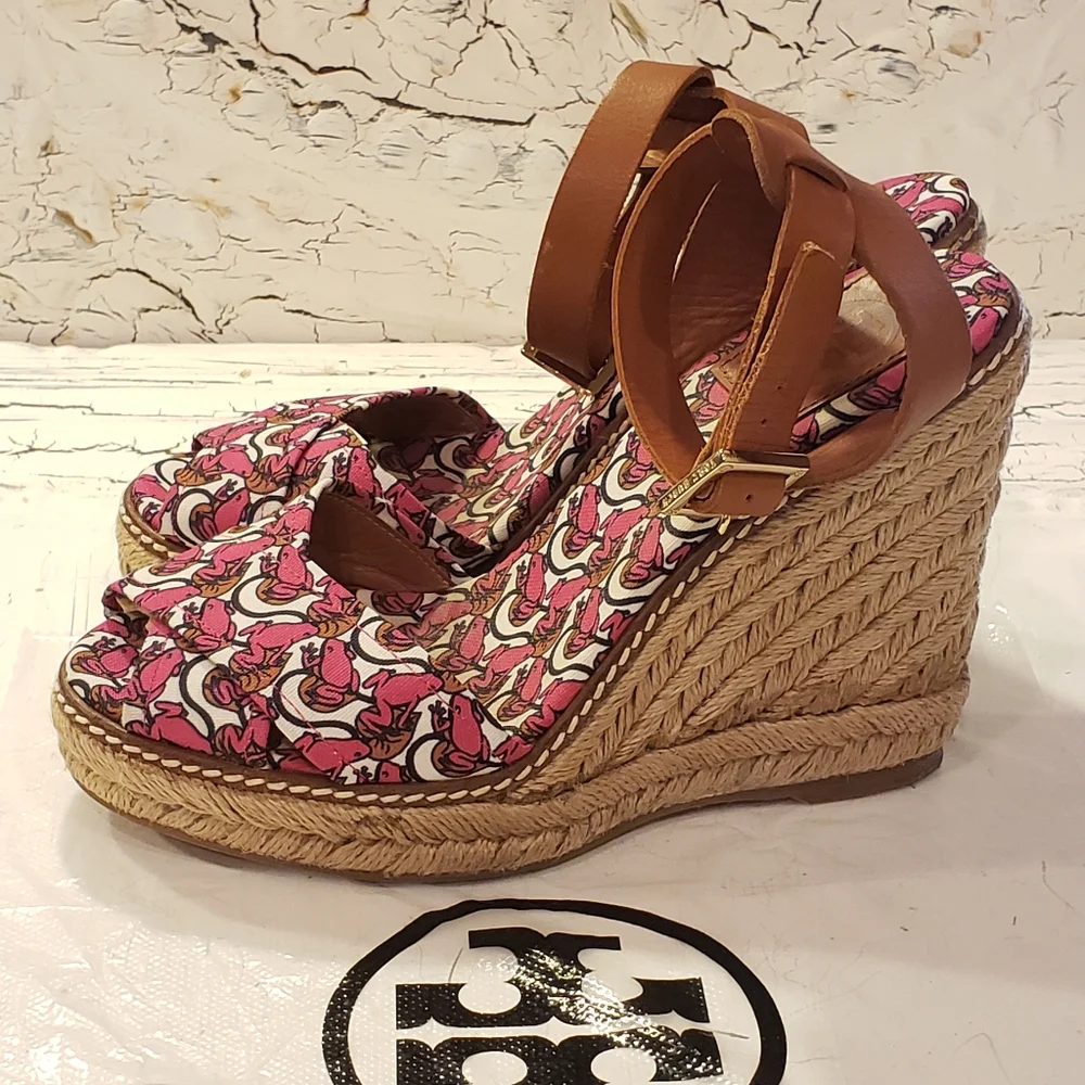 Tory Burch Wedge Espadrilles Jute Rope Designer Summer Beach
